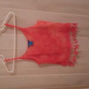 Cute knitted hot pink Flutterbye see-thru top